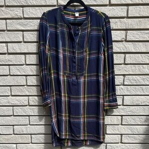 Old Navy Multicolor Plaid Collarless Shirt Dress Sz M
